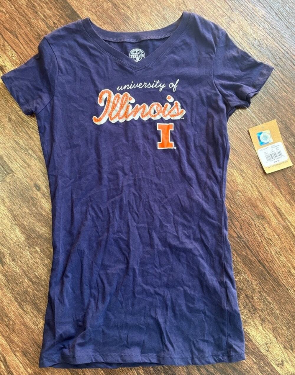Youth University of Illinois Navy Blue Tshirt Size 14/16 New with Tags